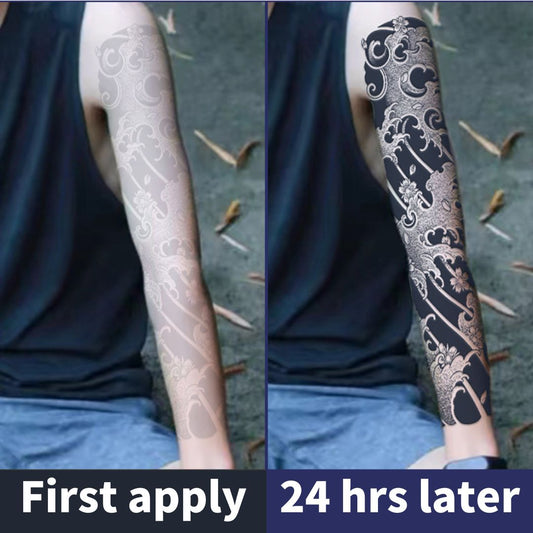 2 Sheets Fish Wave Full Arm Semi-Permanent Juice Ink Tattoo