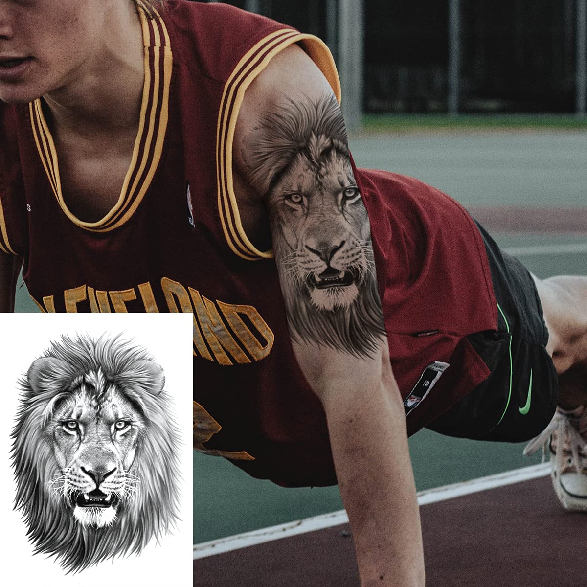 12 Sheets Black Fierce Tiger Lion Wolf Temporary Tattoos