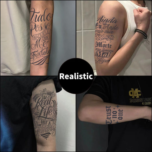 8 Sheets Cool Art Letters Large Semi-Permanent Tattoo Stickers