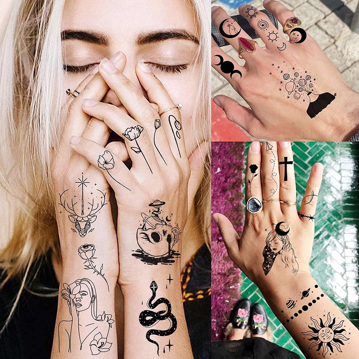 15 Sheets Small hand finger Temporary Tattoo