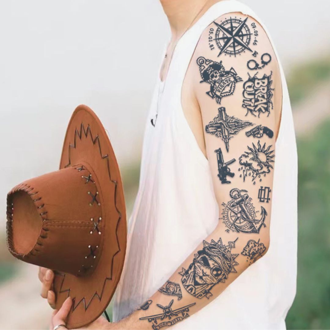 2 Sheets Full Arm Multi-design Semi-Permanent Juice Ink Tattoo