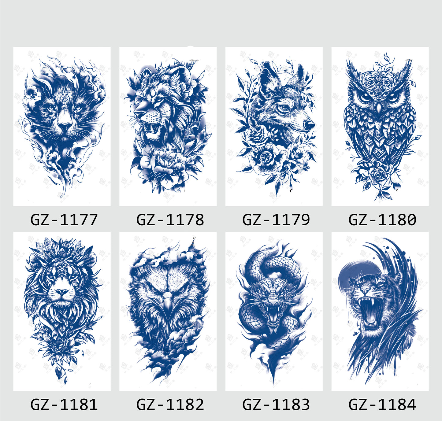 8 Sheets Semi-Permanent Tattoo Half Arm (18*11CM)