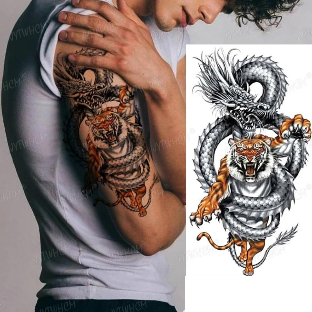 6 Sheets super cool dragon Extra large Arm Leg Thigh Waterproof Temporary Tattoos for woman and man Fake Tattoo
