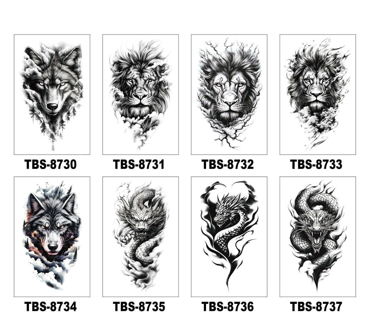 8 Sheets Art Waterproof Half Arm Temporary Tatto