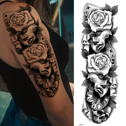 4 Sheets Rose Bird Clock Full Arm Sleeves