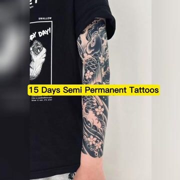 2 Sheets Fish Wave Sea Full Arm Semi-Permanent Juice Ink Tattoo