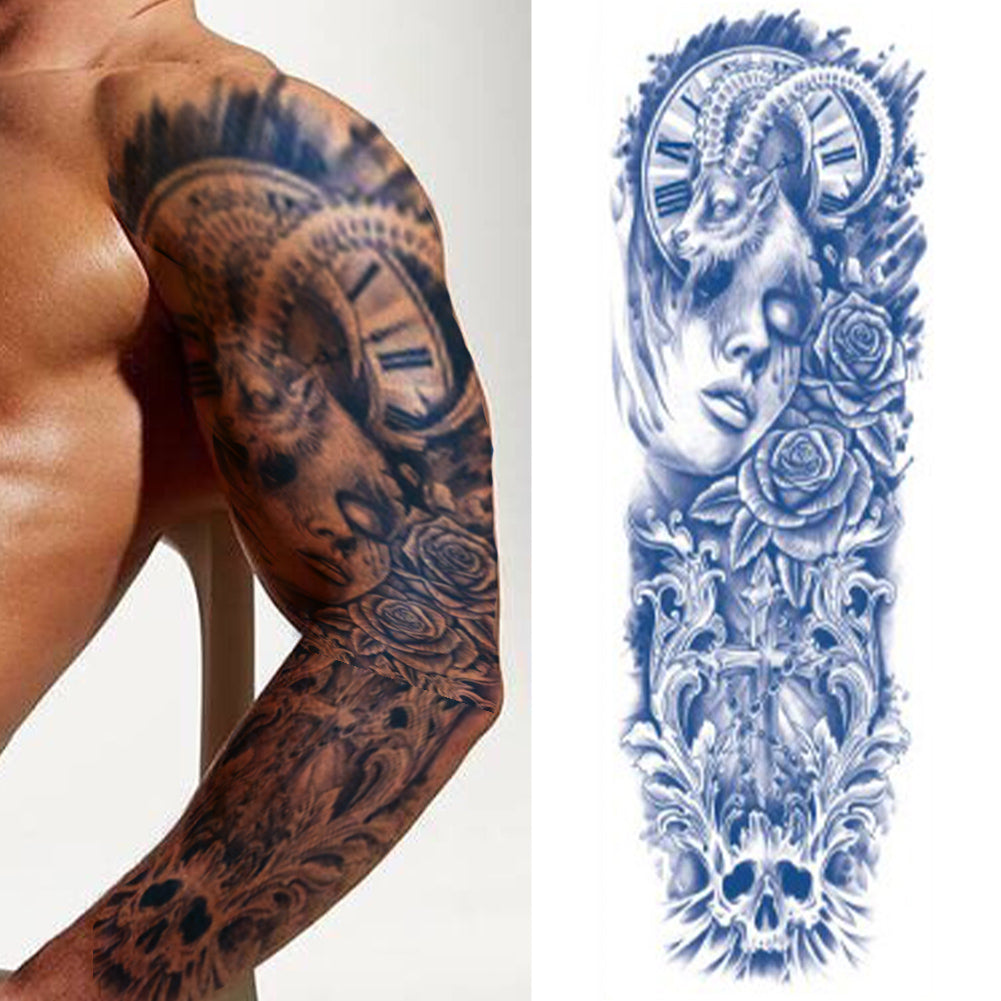 4 Sheets Wave Star Eagle Semi Permanent Full Arm Sleeves Tattoo
