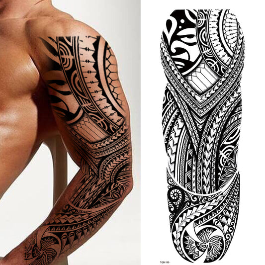 3 Sheets Bone Metal Totem Tribe Full Arm Sleeves