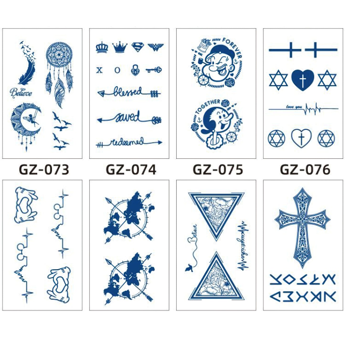 8 Sheets Semi-Permanent Tattoo Half Arm (18*11CM)