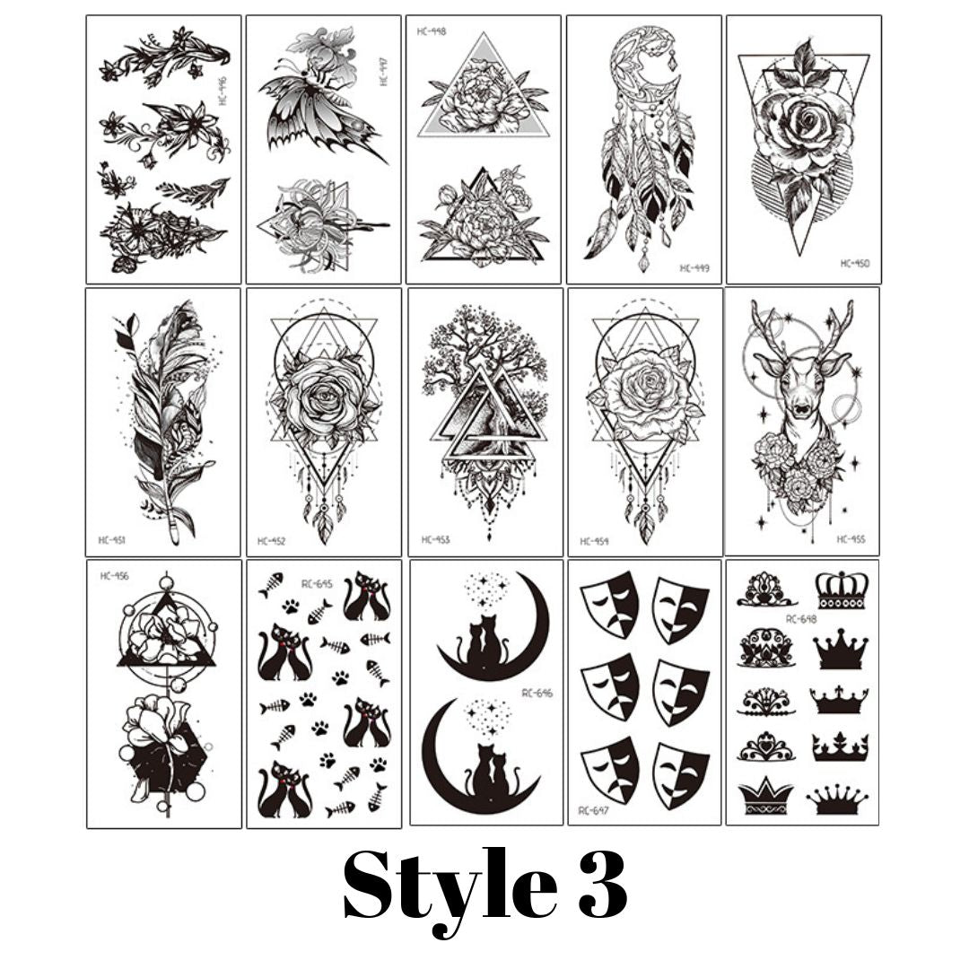 15 Sheets Small hand finger Temporary Tattoo