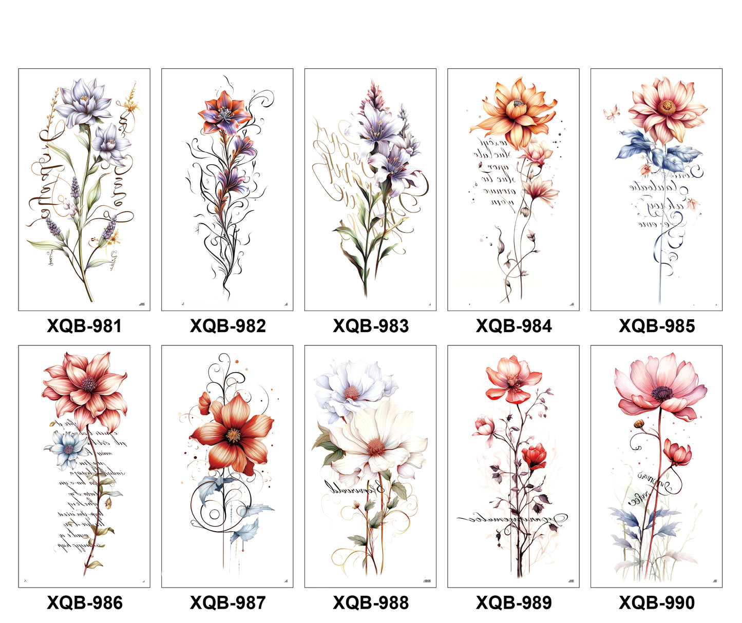10 Sheets Art Waterproof Half Arm Temporary Tatto