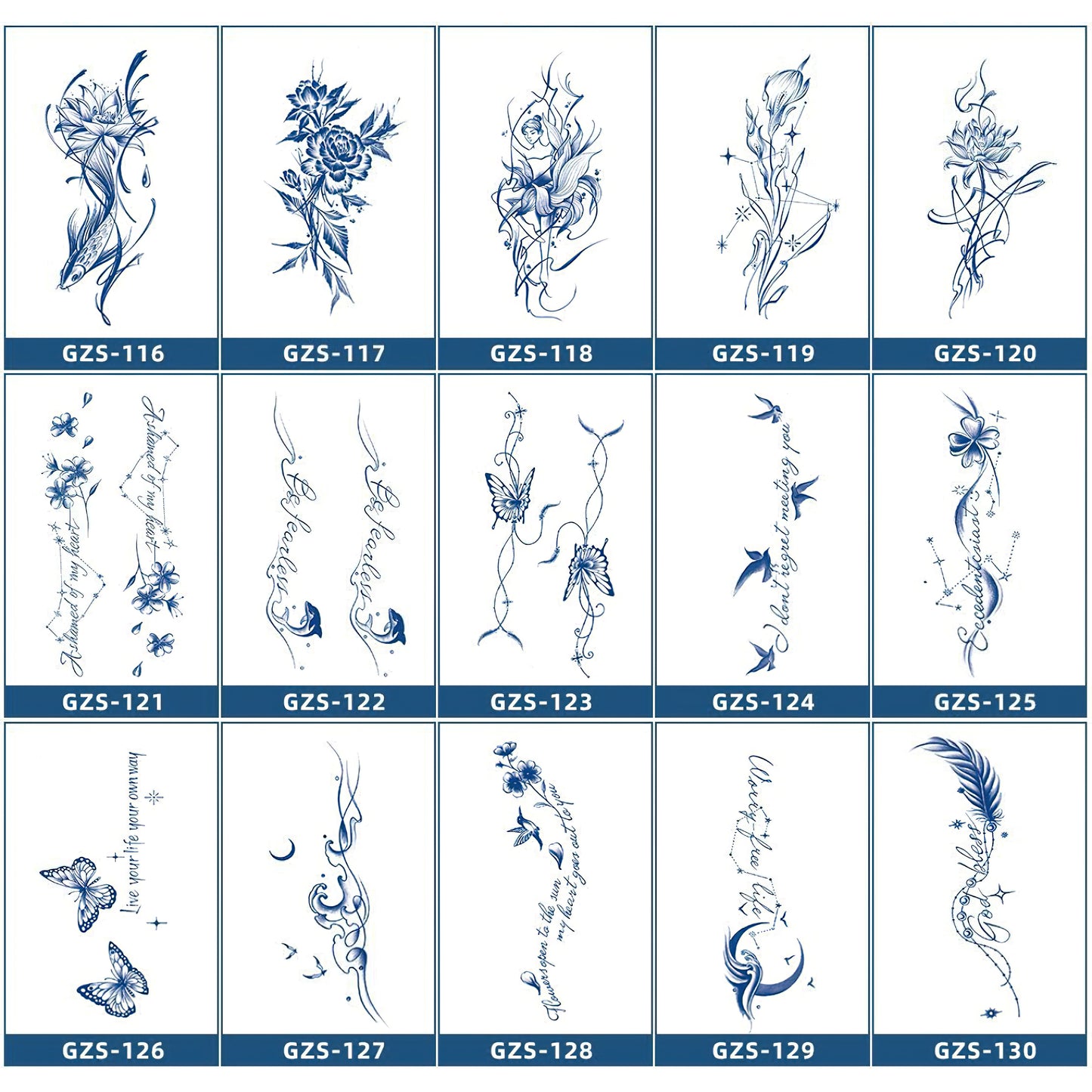 15 Sheets Cool Art Large Semi-Permanent Tattoo Stickers