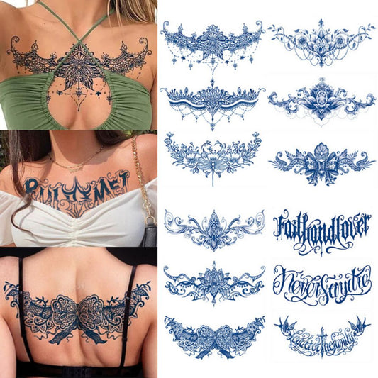 3 Sheets Semi-Permanent Tattoos Body Chest Thigh