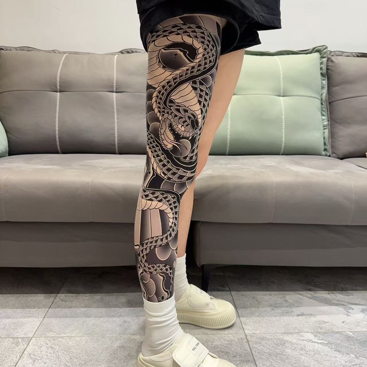 Ultra-clear Highly Elastic Seamless Tattoo Sleeve&Tattoo Stocking Set(2 Sheets)