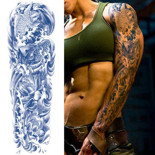 4 Sheets Wave Star Eagle Semi Permanent Full Arm Sleeves Tattoo