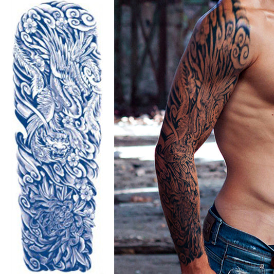 4 Sheets Dragon Wave Semi Permanent Full Arm Sleeves Tattoo