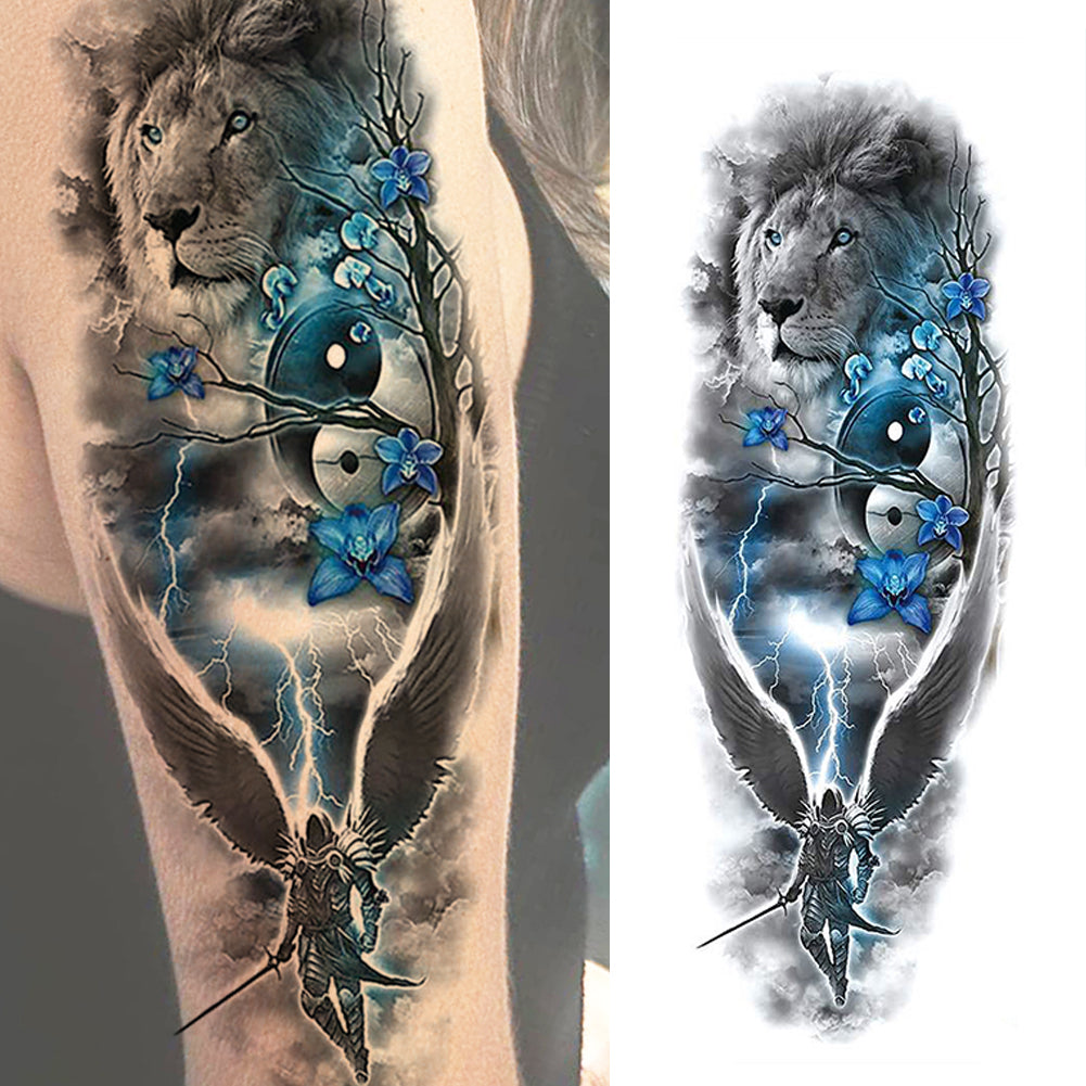 4 Sheets Lion Wolf Tiger Full Arm Sleeves