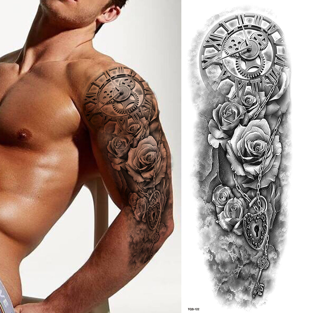 4 Sheets Rose Bird Clock Full Arm Sleeves