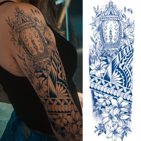 4 Sheets Cross Tribe Semi Permanent Full Arm Sleeves Tattoo