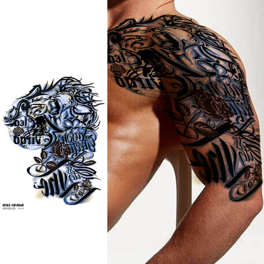 2 Sheet Shoulder Dragon Letter Extra Large Temporary Tattoos