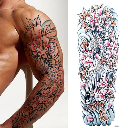 3 Sheets Flower Dragon Wave Japanese Style Full Arm Sleeves