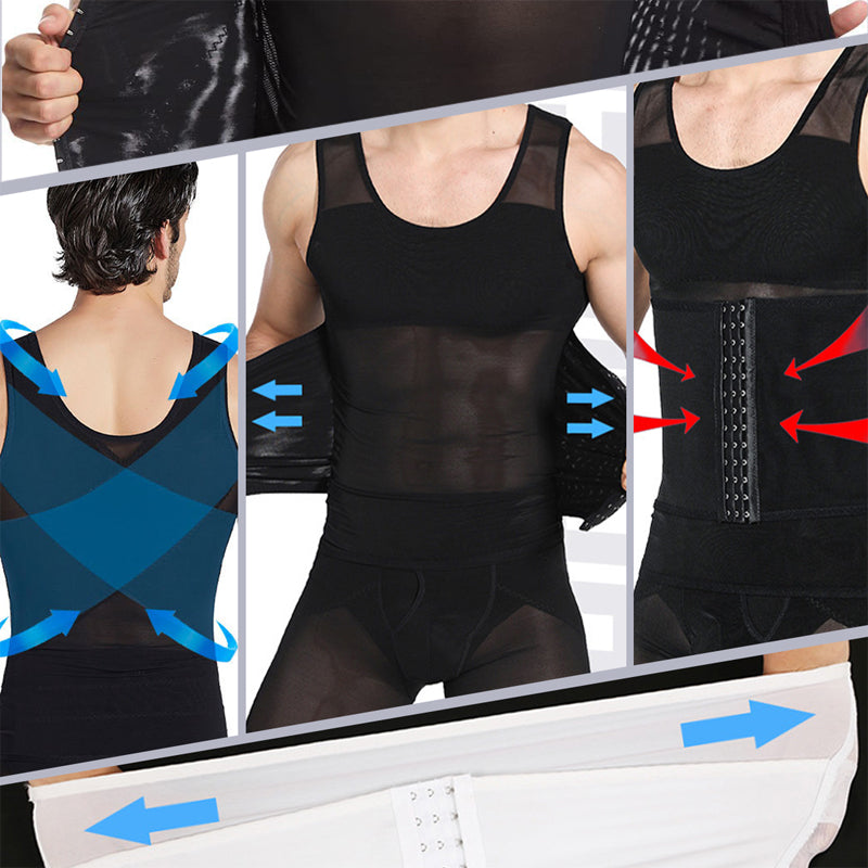 š„New Hot Sellingā¤ļøāš„Men's Slimming Mesh Waist-Cinching Vest