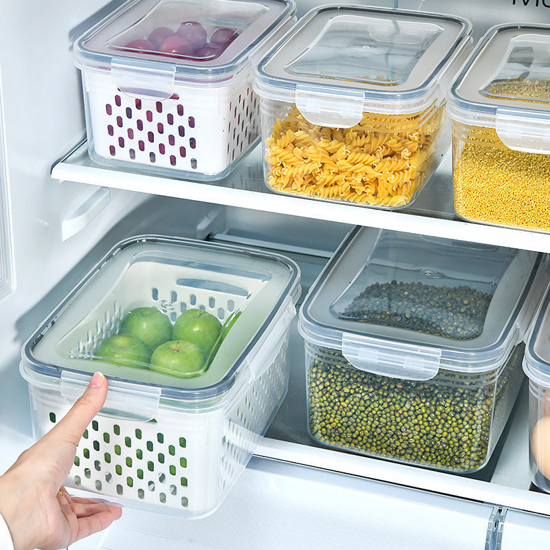 3PCS Fruit Storage Container Set for Fridge with Removable Colander