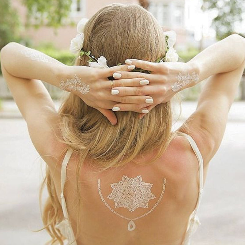 Elegant White Lace Tattoo Stickers 3 PCS Set