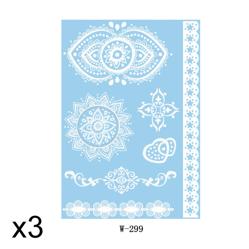 Elegant White Lace Tattoo Stickers 3 PCS Set