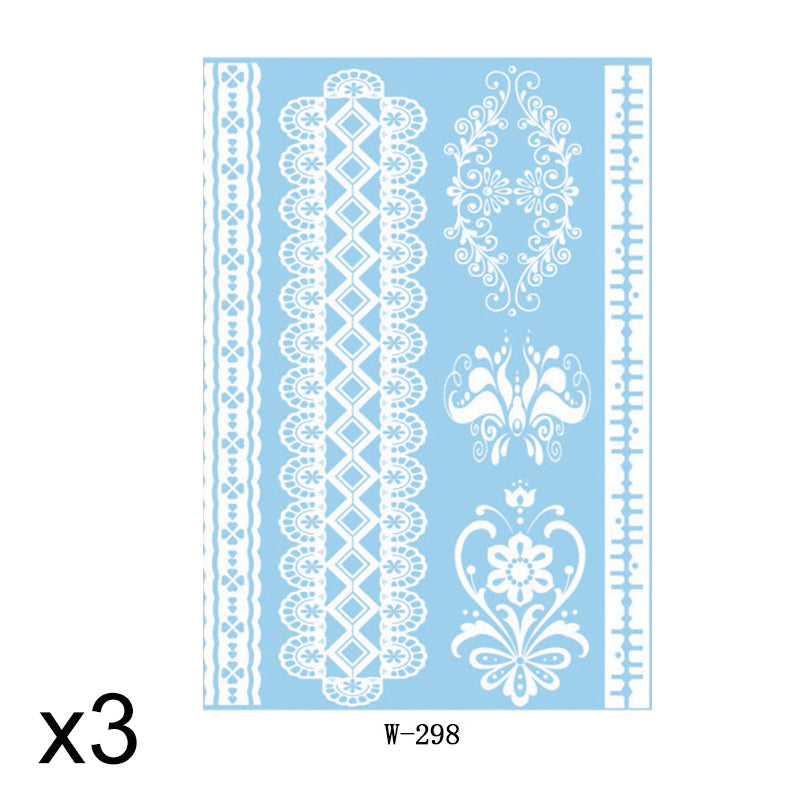Elegant White Lace Tattoo Stickers 3 PCS Set