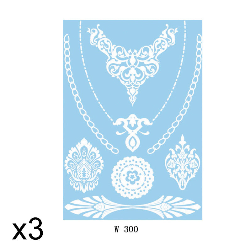 Elegant White Lace Tattoo Stickers 3 PCS Set