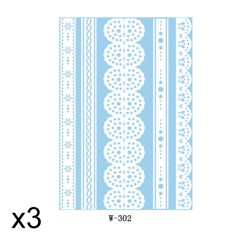 Elegant White Lace Tattoo Stickers 3 PCS Set