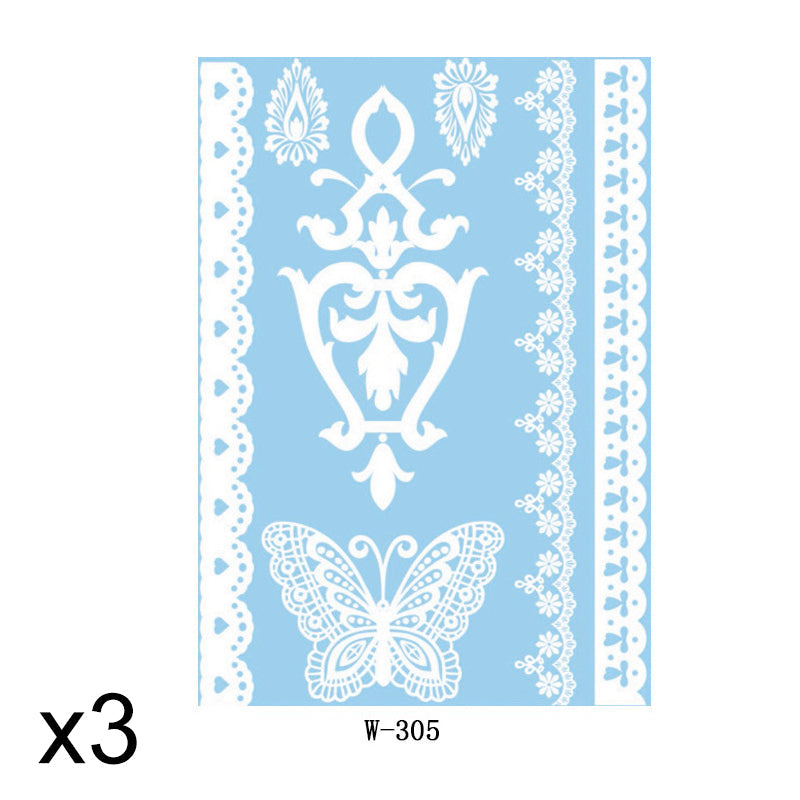 Elegant White Lace Tattoo Stickers 3 PCS Set