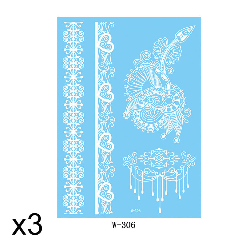 Elegant White Lace Tattoo Stickers 3 PCS Set