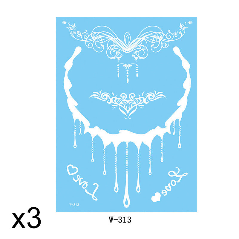 Elegant White Lace Tattoo Stickers 3 PCS Set
