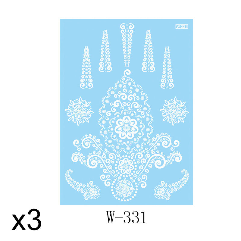 Elegant White Lace Tattoo Stickers 3 PCS Set
