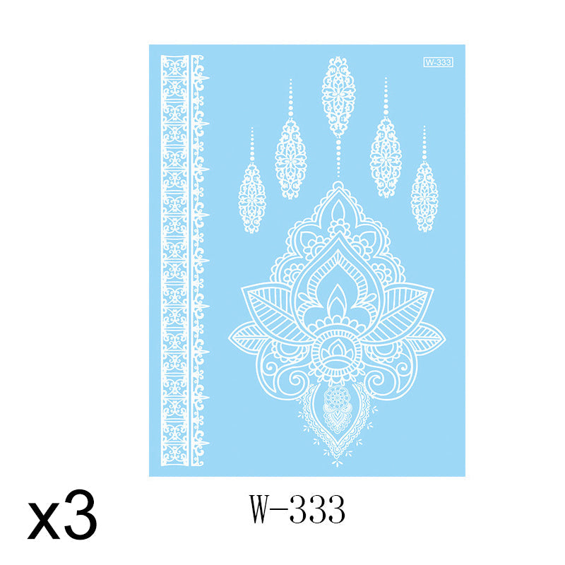 Elegant White Lace Tattoo Stickers 3 PCS Set