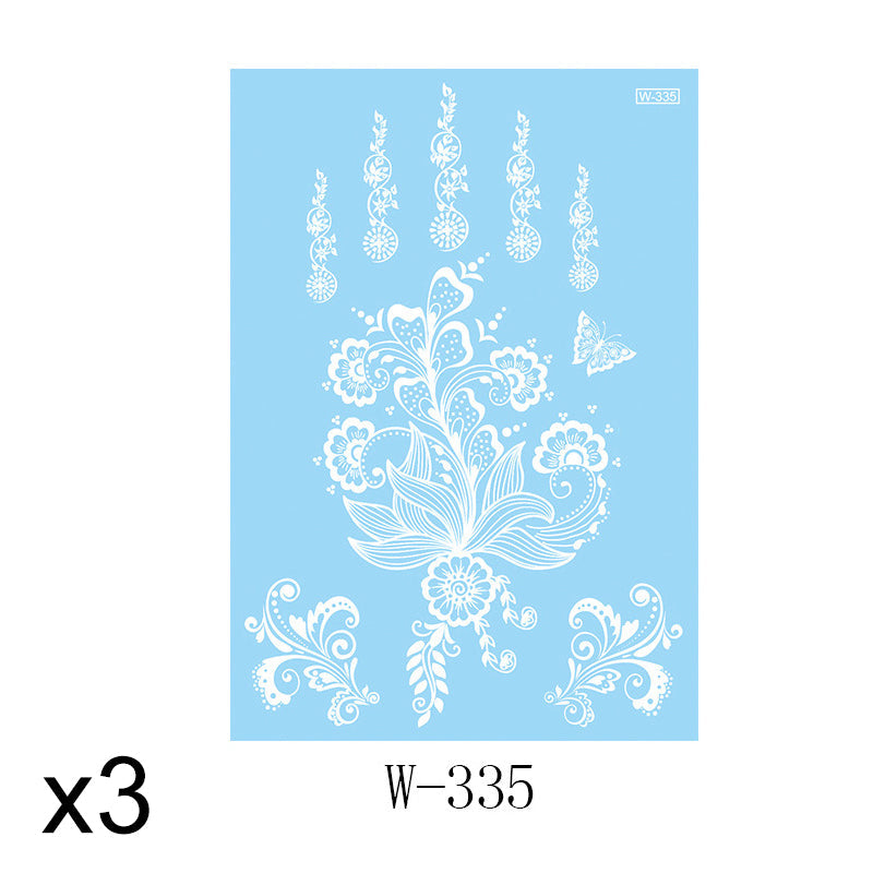 Elegant White Lace Tattoo Stickers 3 PCS Set