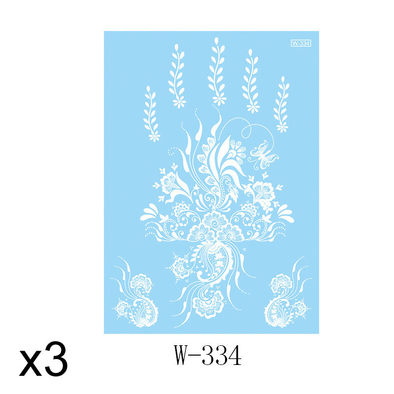 Elegant White Lace Tattoo Stickers 3 PCS Set