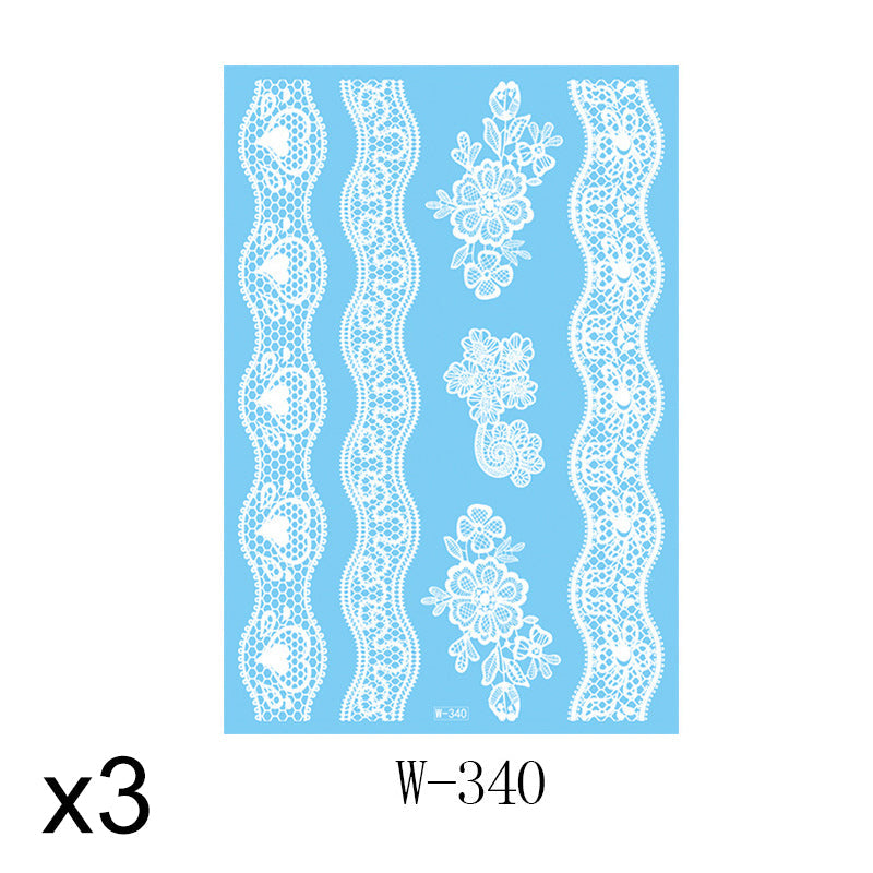 Elegant White Lace Tattoo Stickers 3 PCS Set
