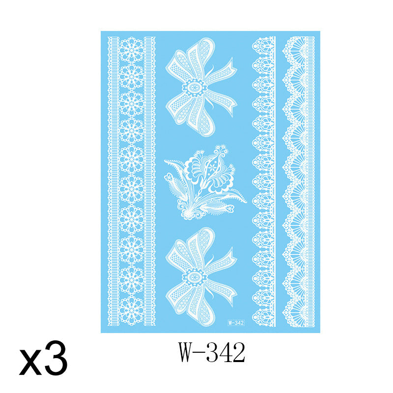 Elegant White Lace Tattoo Stickers 3 PCS Set