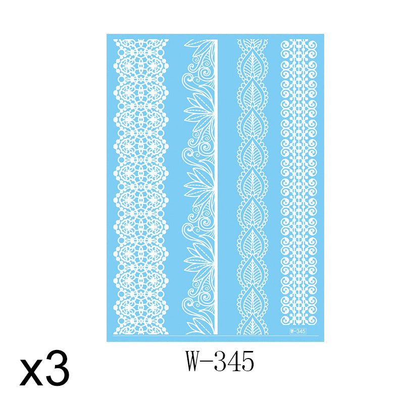 Elegant White Lace Tattoo Stickers 3 PCS Set