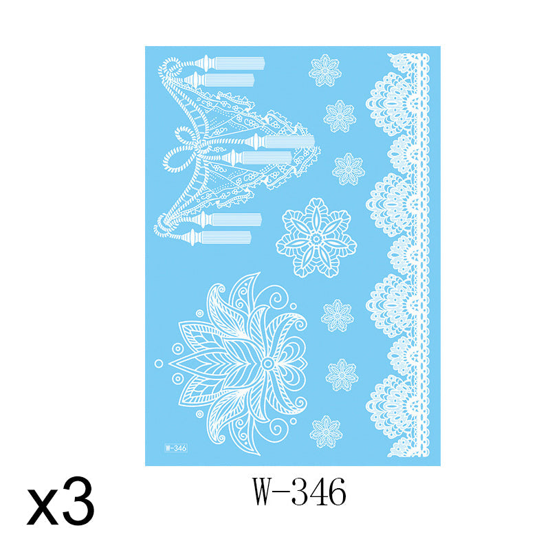 Elegant White Lace Tattoo Stickers 3 PCS Set