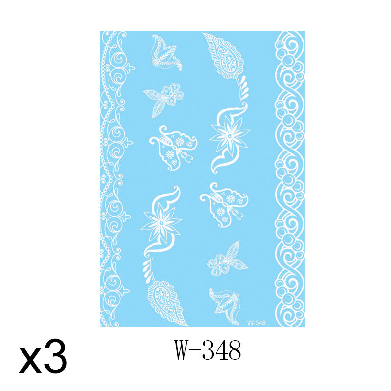 Elegant White Lace Tattoo Stickers 3 PCS Set