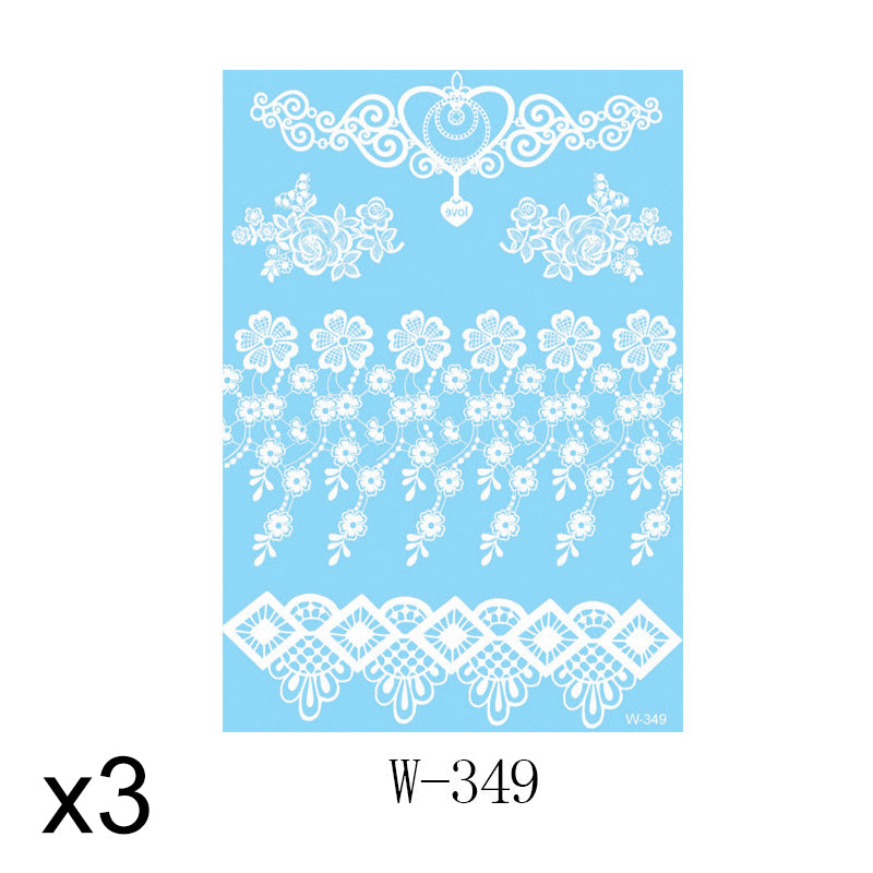 Elegant White Lace Tattoo Stickers 3 PCS Set
