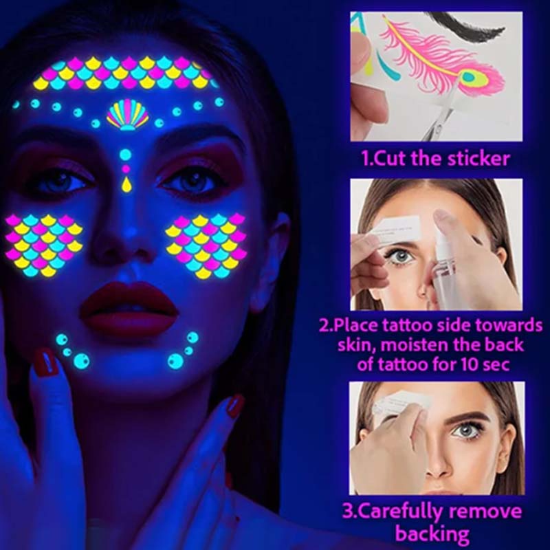 Colorful Fluorescent Waterproof Temporary Tattoos Stickers