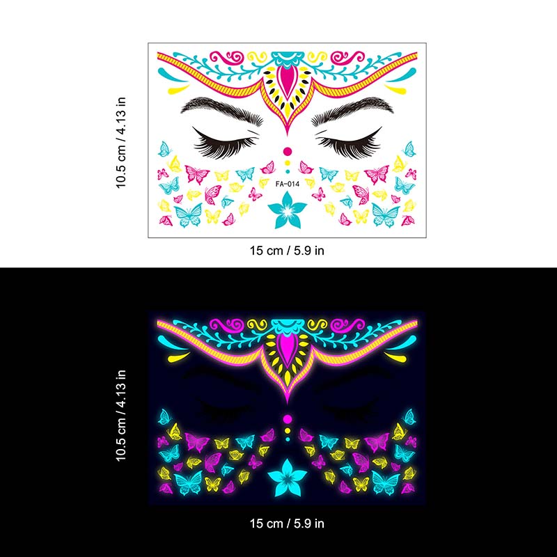 Colorful Fluorescent Waterproof Temporary Tattoos Stickers