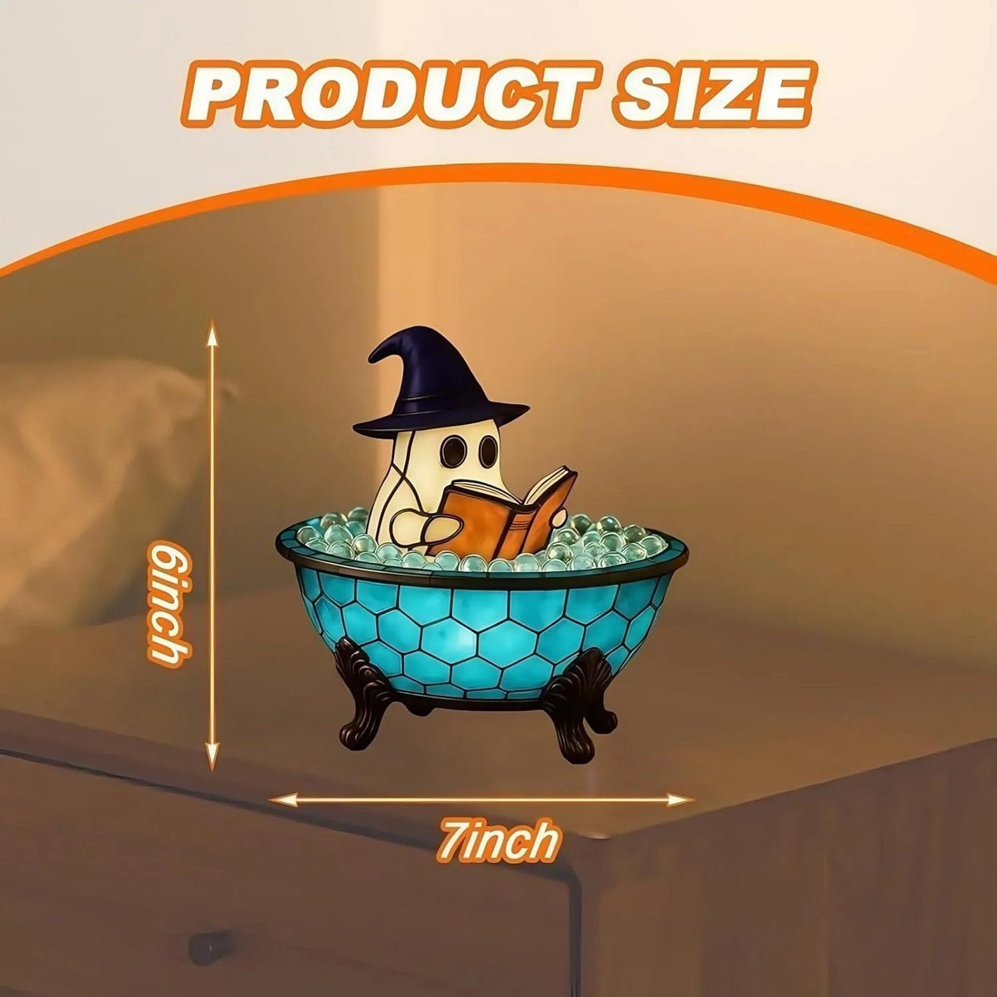 🎃👻Ghost Reading Book Lamp-Halloween Night Light with Glowing Ghost & Book Design