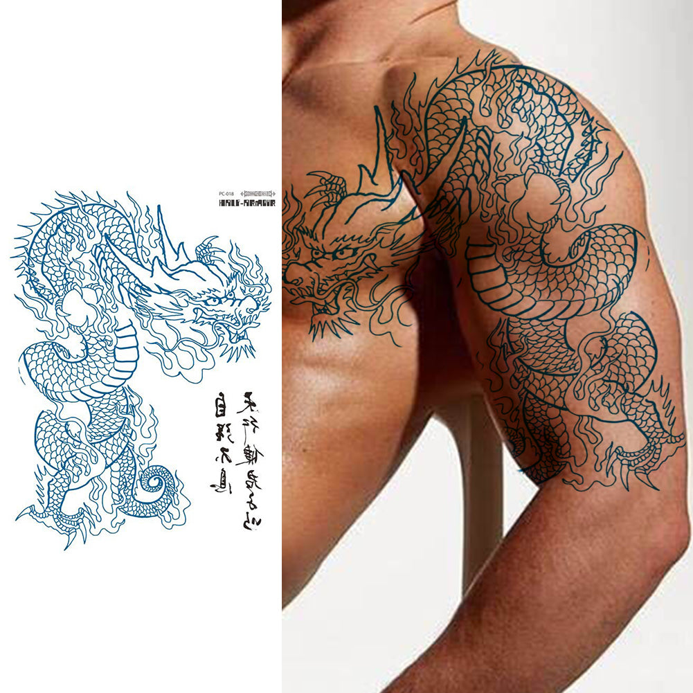 2 Sheet Shoulder Totem Dragon Large Temporary Tattoos