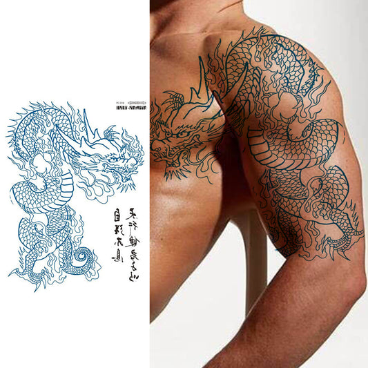 2 Sheet Shoulder Totem Dragon Large Temporary Tattoos